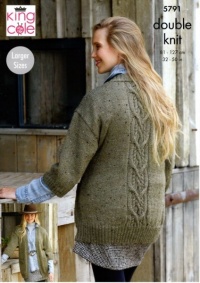 Knitting Pattern - King Cole 5791 - Homespun DK - Ladies Cardigans